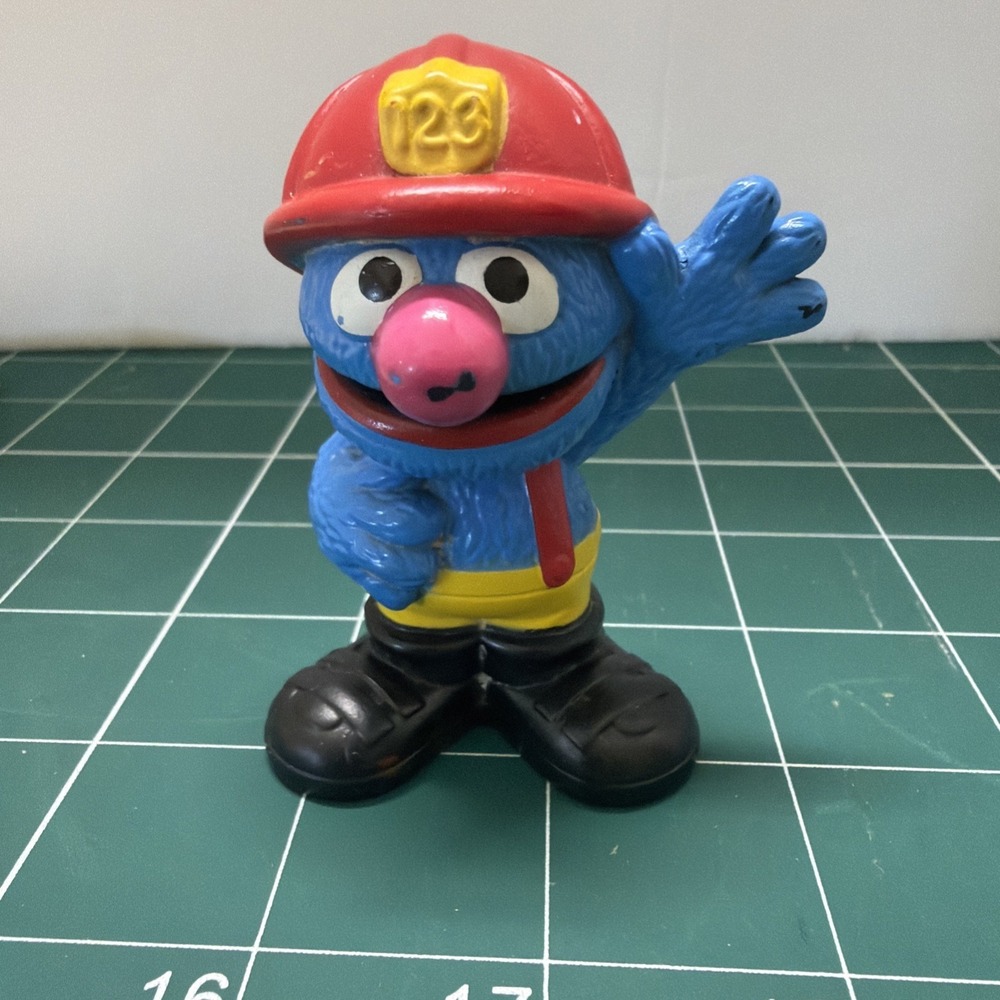 Hasbro Sesame Street Workshop 2010 Grover Firefighter Figure Cake Topper